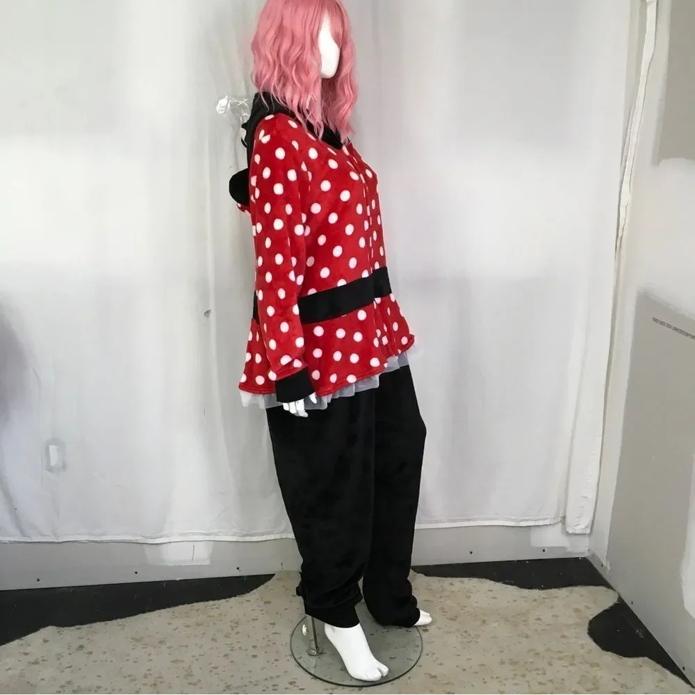 NEW Disney Minnie Mouse Fleece Hooded Onesie Sleepwear Costume 2X - Picture 9 of 13